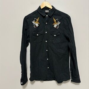 ASOS Men's Black Embroidered Shirt